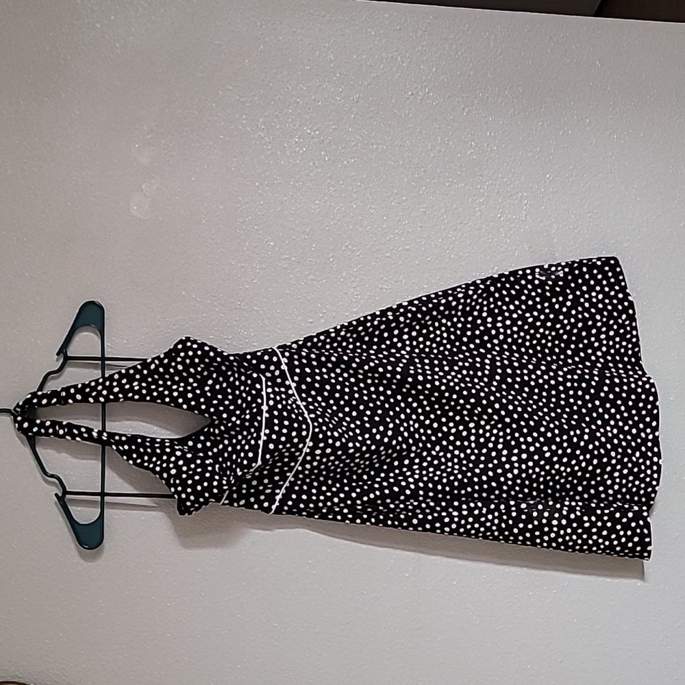 Elegant Black and White Polka Dot Halter Dress